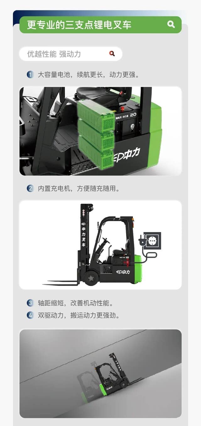 中力双驱三支点叉车CPD15/18/20TVL震撼上市！